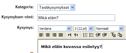 Järjestelmä tukee myös GIFT-muotoisia kysymystyyppejä, joita voidaan tehdä esimerkiksi tekstinkäsittely-editorilla ja tuoda tekstitiedostona.