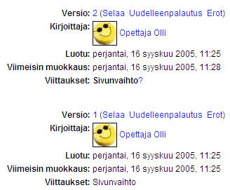 Wikin linkitykset ja versiohistoria Voit selata wiki -sivujen keskinäisiä linkityksiä muihin sivuihin valitsemalla editorin yläpuolella olevasta valikosta Linkit.