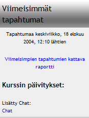 tarkastelu (1-200 kuinka monen päivän sisältä tulevat tapahtumat näytetään) - tapahtumien piilotuksen Tulevat tapahtumat Järjestelmä listaa automaattisesti kaikki kalenteriin merkityt tapahtumat,