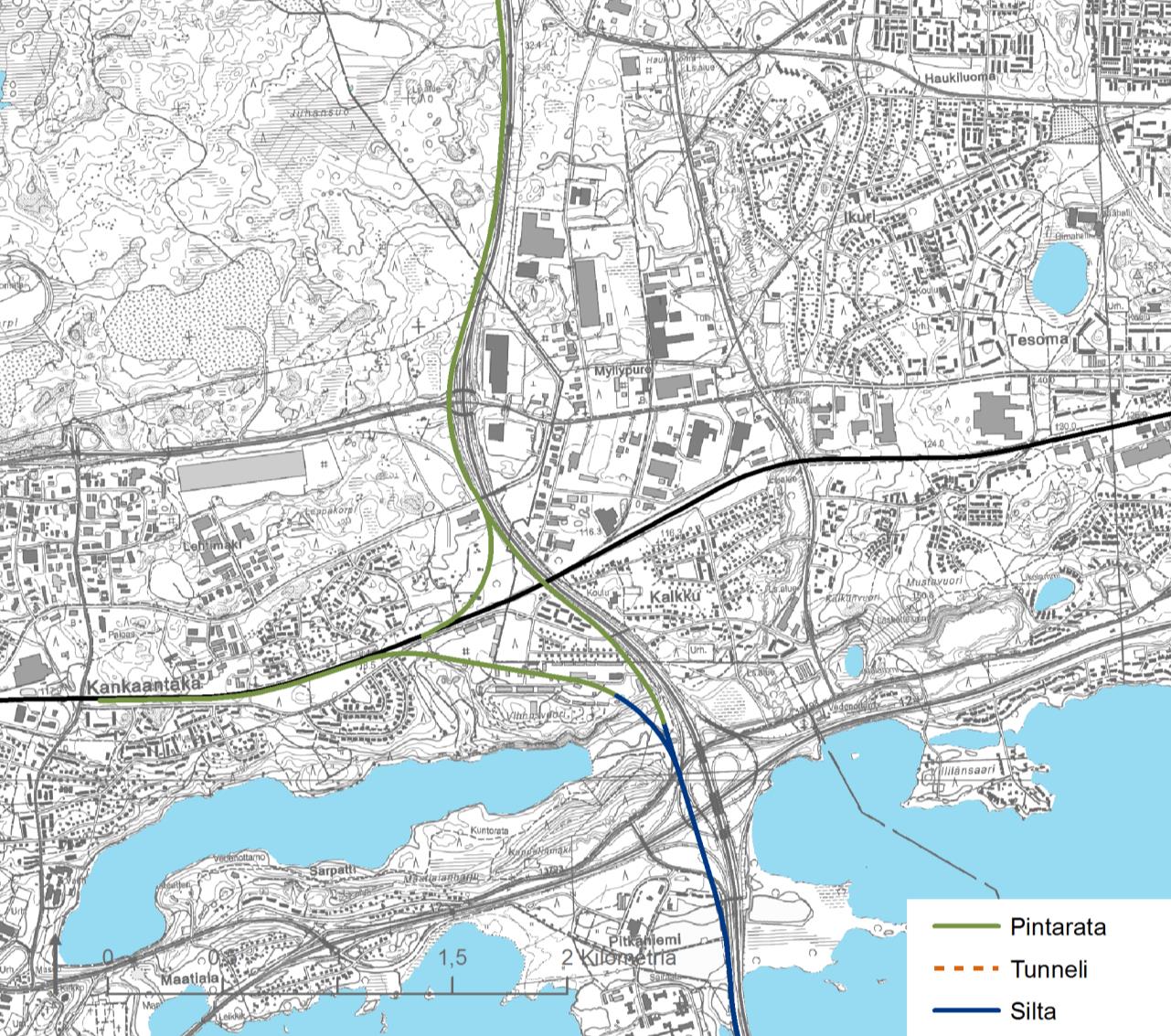 Elovainion alavaihtoehdossa radan pituus on reilu 28 kilometriä ja Metsäkylän alavaihtoehdossa noin 31 kilometriä.