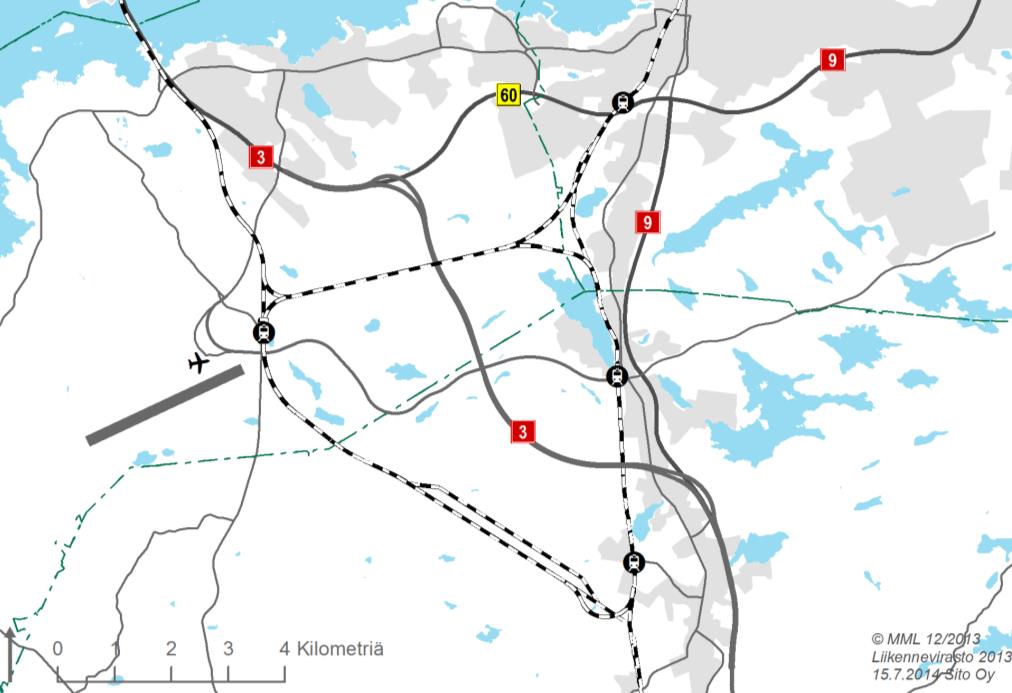 Linjausvaihtoehto VE B tekee Ahonperän alueen eteläpuolella koukkauksen etelään ja kiertää Perimmäisen-mäen eteläpuolelta. Linjaus on pohjoista vaihtoehtoa noin 200 metriä pidempi.