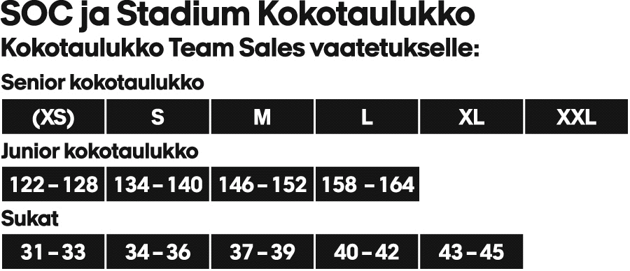 Löydä oikea koko! Haluamme auttaa teitä löytämän oikeat tuotekoot, jotta tiedätte että tilauksenne varmasti vastaa odotuksianne.