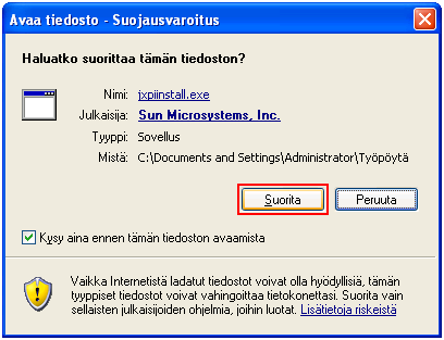 b) Jos käytät Mozilla Firefox -selainta, tallenna asennustiedosto Tallenna tiedosto painikkeella jolloin tiedosto tallentuu Lataukset-luetteloon.