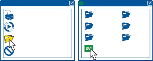 Peruskäyttö 19 Jos asennusikkuna ei avaudu automaattisesti, avaa asennustiedosto itse. Valitse Avaa kansio ja tarkastele tiedostoja ja kaksoisnapsauta tiedostoa Install_Nokia_Ovi_Suite.exe.