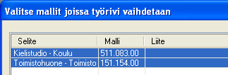 Vaihda lattiapaketti Voit vaihtaa Selaimen kautta lisättyjä lattiapaketteja painikkeen Lisätoiminnot kautta. Paine painiketta Lisätoiminnot.