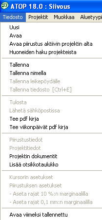 Avaa tallennettu projekti Vanha laskettu projekti avataan: ATOPsLite ATOP (täysversio): Työmäärä-/Pikalaskenta Avaa Vanha.