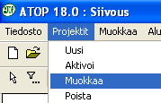 Projektin tiedot Projektitietojen muokkaus Voit muokata projektin tietoja: Projekti - Muokkaa. Voit myöhemmin muuttaa ja korjata kaikkia muita projektin tietoja paitsi projektin numeroa. Huom!