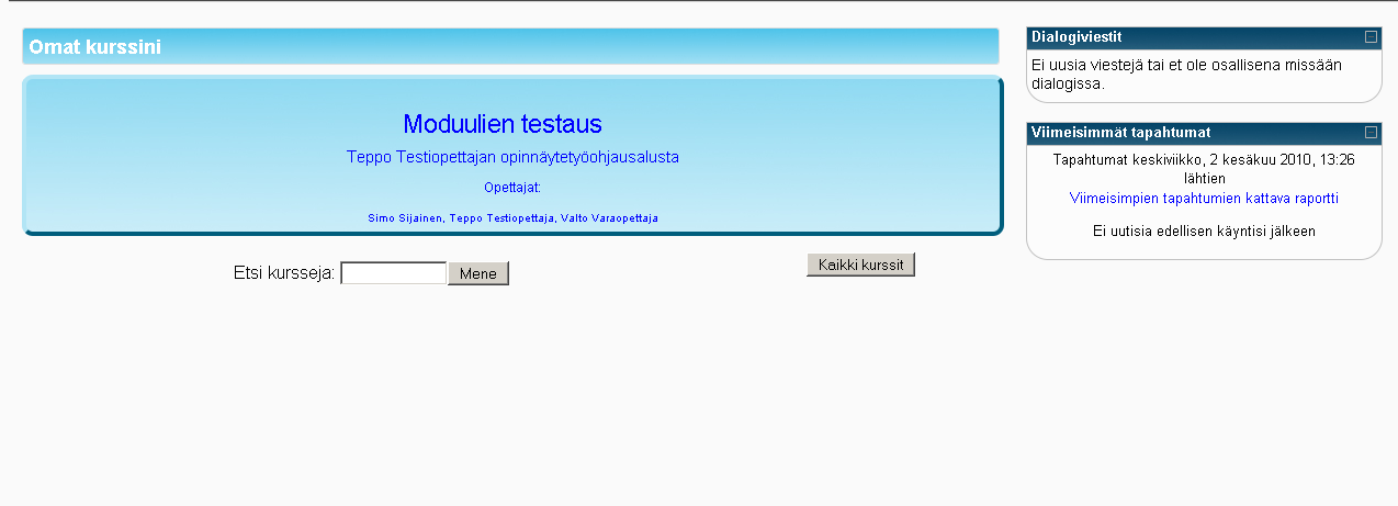 ilmoittautua haluamalleen kurssille valitsemalla sen kategorialistasta. Jos kurssille on asetettu avain, niin käyttäjän tulee syöttää se ilmoittautuessaan kurssille. Kuva 3.