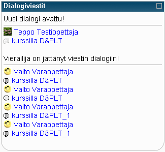 Etusivun oikeanpuoleisella palstalla ovat kaikki etusivun työkalulohkot, jotka näkyvät sen mukaan, mikä rooli käyttäjällä on järjestelmässä.