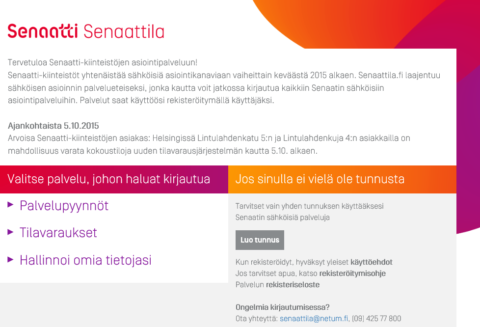 SENAATTILAN KÄYTTÄJÄKSI REKISTERÖITYMINEN Senaattilan etusivulle on koottu ohjeet palvelun käyttäjäksi rekisteröitymistä, kirjautumista ja omien tietojen hallintaa varten.