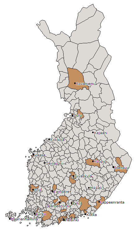 Kunnat, joissa yli tuhat ulkomaan kansalaista 31.12.2010 Vuodenvaihteessa 2010 2011 13 kunnassa asui alle 10 ulkomaan kansalaista.