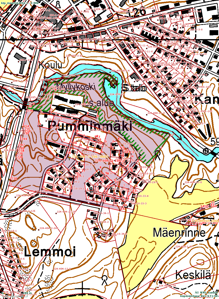 MAANOMISTUSOLOT Tontti 224-10-14-1 rajautuu pääosin laajaan metsätilaan 224-404-2-106 (kartassa violetilla), omistaja on Kiinteistö Oy Karkkilan Haukanmäenhelmi.
