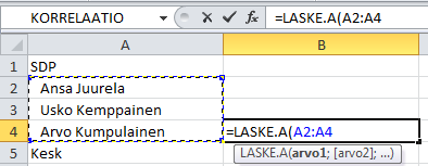 Harjoitustiedosto: Jäätelömyynti.xlsx Määrän laskeminen Laske() (Count ) ja Laske.A() (CountA) -funktioilla palautat alueen lukujen tai arvojen määrän.