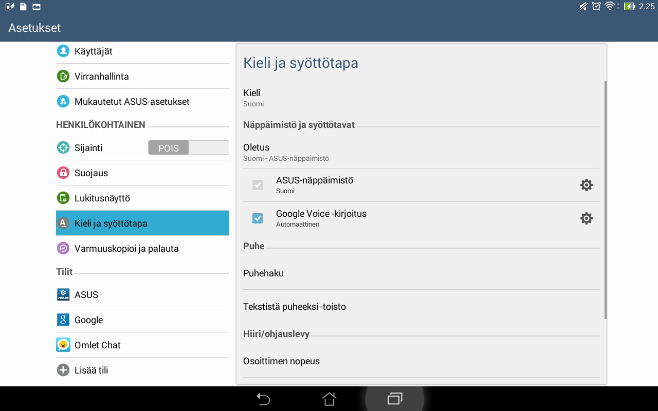 ASUS-näppäimistöasetukset Luo SMS-viestejä, sähköposteja ja kirjautumissalasanoja ASUS-tabletin kosketusnäppäimistöllä. ASUS-näppäimistöasetusten haku: 1.