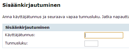 Pankit - Kirjautuminen Kirjoita käyttäjätunnus ja tunnusluku