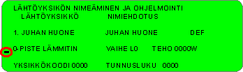 Kun olet saanut nimen valmiiksi, paina ON painiketta kaksi kertaa, niin nimi tallentuu lähtöyksikön alle sekä myöskin kanavan nimeksi.