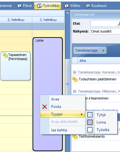 16 (36) Outlook-yhteys Ohjelmiston kalenteriin voidaan tuoda Outlook-kalenteritapaamiset, jotka voidaan halutessa kiinnittää toimeksiantoihin.