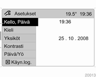 88 Mittarit ja käyttölaitteet Poistu valikosta painamalla oikeaa tai vasenta nuolipainiketta, kunnes näyttöön tulee Takaisin tai Main, ja valitse.