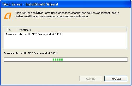 0 on asennettuna ohjelmapalvelimelle ennen asennusta. Mikäli.NET Framework 4.