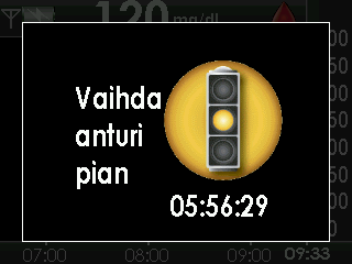 8 8.1 ANTURIN AUTOMAATTISAMMUTUS Vastaanotin ilmoittaa, paljonko aikaa on jäljellä ennen anturin seurantajakson päättymistä.