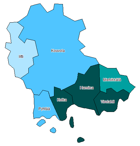 Vieraskielisten osuus (%) Kymenlaakson kuntien