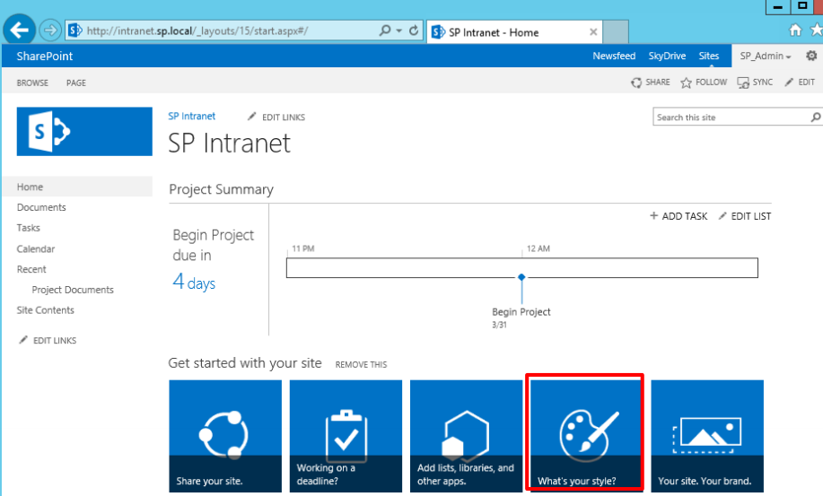 Liite 6 1(8) Liite 6. Lab 6. Sivun muokkaminen SharePoint Farm ympäristössä. Käynistä virtuaalikone. 1. Avaa VirtualBox. 2. Käynistä SHAREPOINT2013-virtuaalkone. 3.