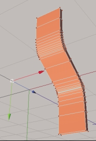 Seuraavasti: Aluksi tehdään pursotettu latta (Sweep NURBS): Pystypinnalle tehdään poikkileikkaus splininä (suorakaide-splini, Rectangle) ja pursotusreitti Akima-splininä (pisteiden yhdistelytapa: