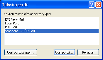 TULOSTAMINEN WINDOWS-KÄYTTÖJÄRJESTELMÄSTÄ 53 3 Napsauta Portit -välilehteä. 4 Napsauta Lisää portti, niin voit lisätä uuden portin. Jos haluat muuttaa porttiasetuksia, jatka vaiheeseen 11.