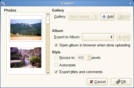 15.6.1 Web-sivustogallerian luominen Jos käytät PHP-ohjelmistoa Gallery (http://gallery.sourceforge.net), voit julkaista valokuvat albumiisi.