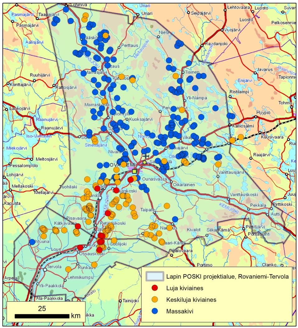 GEOLOGIAN TUTKIMUSKESKUS Raportti 12/2015 13 Tervola POSKI -hankkeessa tutkittiin 29 kalliokohdetta kesällä 2013 ja kolmesta niistä teetettiin lujuustestit.