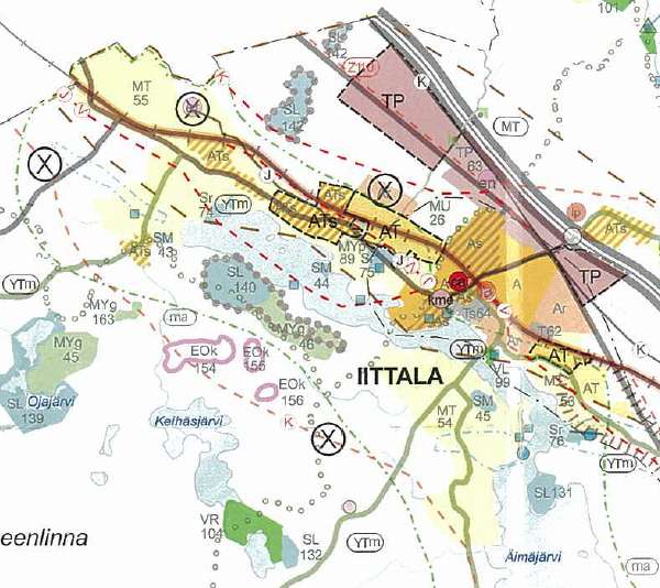 - Kyläalueet AT 729 sekä ATs 731 Iittalan taajaman pohjoispuolella - Pääviemärin ja päävesijohdon reitin varaus Iittalan kautta etelään - Seudullisen alakeskuksen merkintä Ca sekä erikoistavarakaupan
