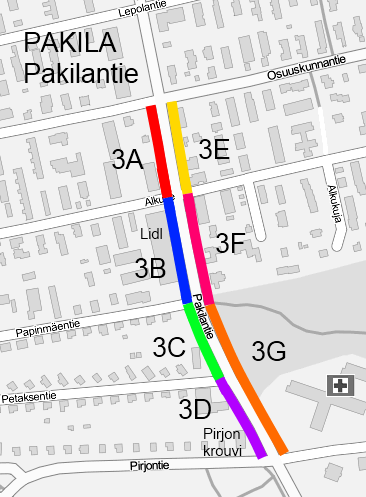 4.2.3 Pakila Kohdekuvaus Kolmannessa kohteessa Pakilassa (kartta kuva 4.10) tutkittiin Pakilantietä välillä Osuuskunnantie Pirjontie. Pakilantie kuuluu Staran Pohjoisen kaupunkitekniikan piiriin.