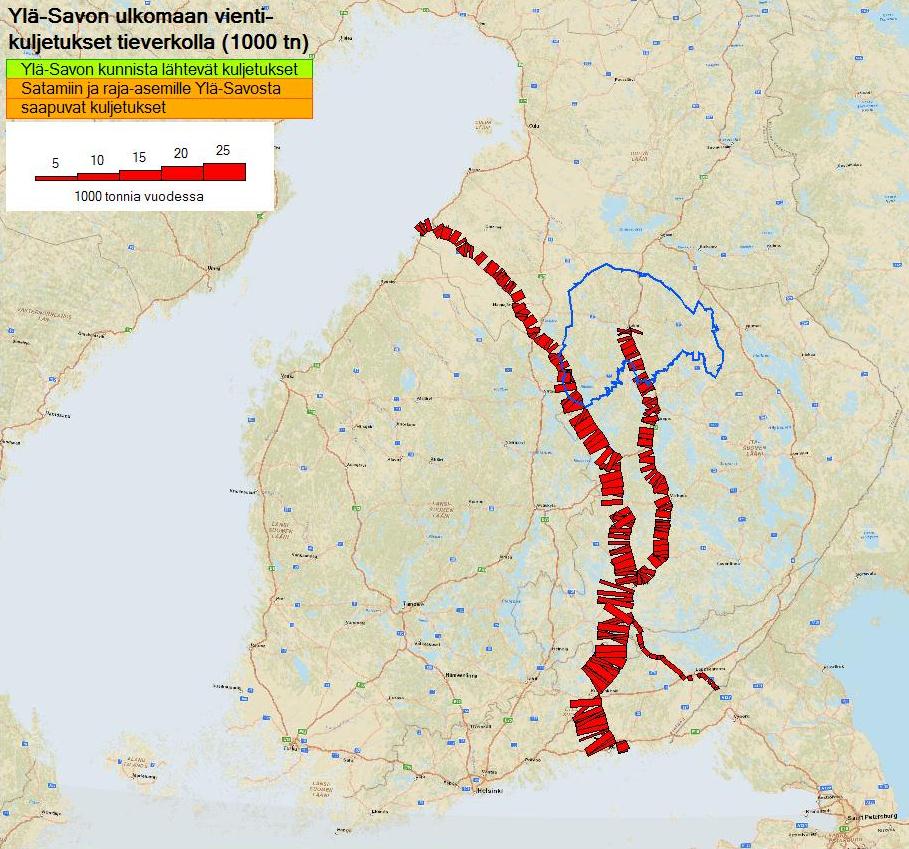 17 Ylä-Savon ulkomaan vientikuljetukset