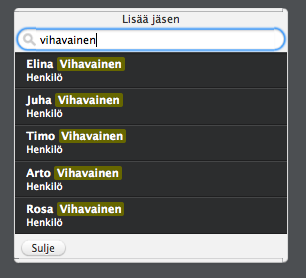 4) Valitse välilehti Research Group Members (suom. Tutkimusryhmän jäsenet). Klikkaa Add member (suom. Lisää jäsen), jolloin aukeaa uusi ikkuna. Hae lisättävää henkilöä sukuja etunimellä.