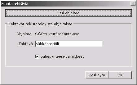 Voit halutessasi määrittää äänitiedoston, joka soi kun Struktur ohjelma aukaistaan, klikkaamalla kämmenen kuvaa.