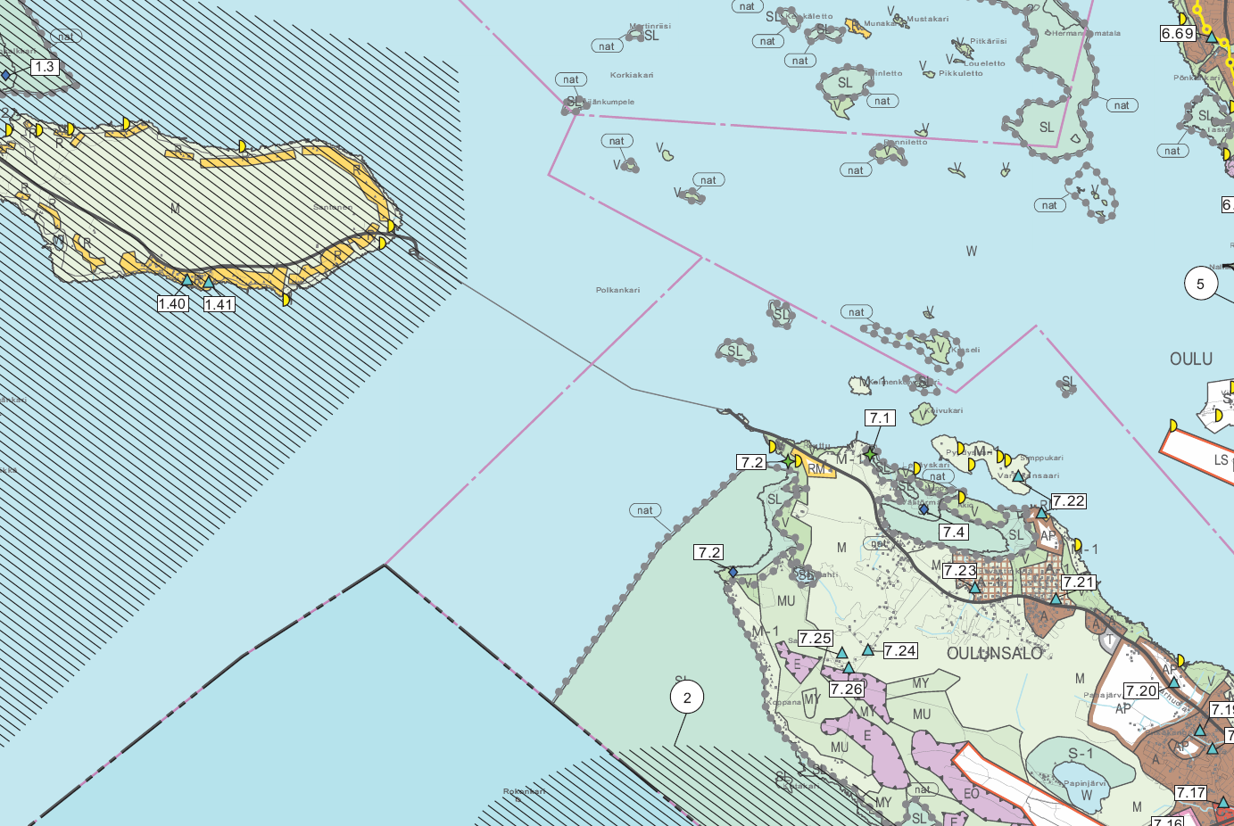 Oulun seudun yleiskaava 2020 vahvistettu 18.2.2005 Hailuodon rantayleiskaavan 30.6.2001 rajaus Tieliikenteen yhteystarve Alueen maankäyttö ratkaistaan oikeusvaikutteisella osayleiskaavalla.