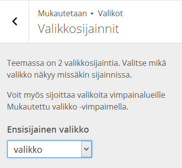 Lopuksi sijoitetaan valikko paikoilleen. 20.7 Kuvien pitäisi näkyä Usein käy niin, että valitaan hieno teema.