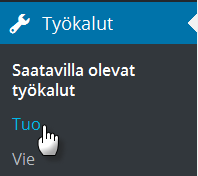 15 TYÖKALUT Työkalujen kautta voi tuoda tietoja toisesta blogista tai viedä tietoja toiseen blogiin. 15.