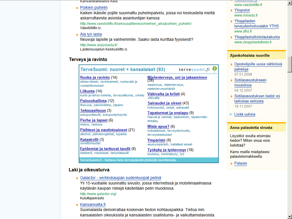 Sisällön levittäminen leijukkeilla TerveSuomi portaalin sisällöt