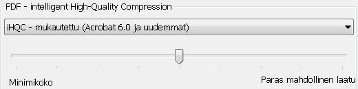 Osio 9: Asiakirjojen tallentaminen Huomautuksia: Readiris Pro -versiossa on mahdollista valita Taso I - hyvä koko ja Taso I - hyvä laatu. Readiris Corporate -versiossa käytössä on kaikki ihqc:n tasot.