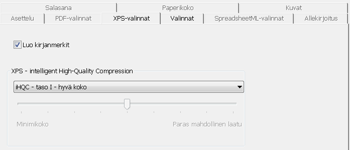 Readiris TM 14 - Käyttöopas XPS - kuva/teksti. Tämä tiedostotyyppi on yleisimmin käytetty. Se sisältää kaksi kerrosta: tunnistettava teksti ja alkuperäiskuva tekstin päällä.