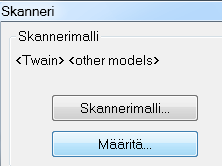 Readiris TM 14 - Käyttöopas Valitse <Twain><OTHER MODELS with duplex feeder>, kun käytät kaksipuolista skanneria, joka skannaa automaattisesti sekä sivun etu-, että takapuolen.