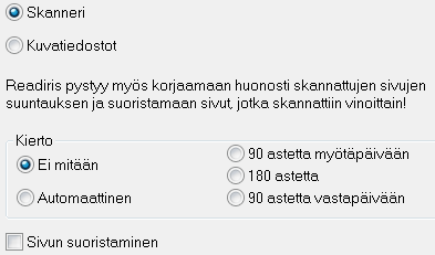 Readiris TM 14 - Käyttöopas Ohjatun toiminnon vaiheet Vaihe 1: Kuvalähteen valitseminen Asiakirjojen skannaamiseen voidaan käyttää skanneria tai tietokoneella jo olevat kuvatiedostot voidaan avata