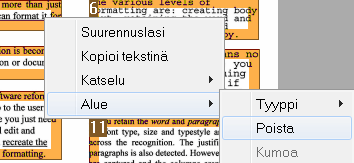 Readiris TM 14 - Käyttöopas Pidä sen jälkeen vaihtonäppäintä alas painettuna ja valitse alueet, jotka haluat poistaa tunnistuksesta.