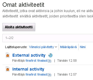 v Varmista, että aktiviteetin tavoitteessa on riittävästi tietoja, jotta jäsenet erottavat aktiviteetin muista aktiviteeteista, joilla on samankaltainen nimi.