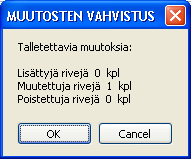 103(162) Käyttäjä siirtyy tietoikkunaan Katutapahtumat-välilehdelle, jonne on ladattu valittuja katusegmenttejä varten rivit. Rivejä tulee yhtä monta kuin katusegmenttejä on valittuna kartalla.