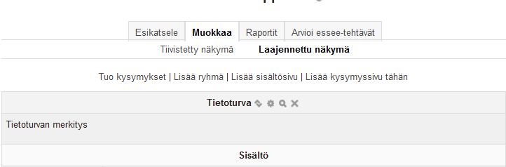 104 7.5.2.3 Tuo kysymykset Jos on valmiita kysymyksiä sopivassa muodossa esimerkiksi tenttikysymyksiä Moodle XML-muodossa, niitä voi tuoda oppituntiaktiviteettiin. 1.