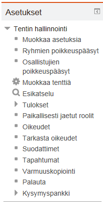 143 2. Valitse muokataan tenttiä välilehti, kun olet juuri lisännyt tentin työtilaan.