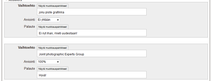 146 g. Valitse, voidaanko sekoittaa vastausvaihtoehdot. h. Valitse vaihtoehtojen numeroimistapa. 3. 4.