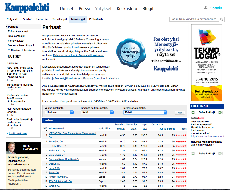 Mistä etsiä kohdeyrityksiä? Työpaikkailmoitukset Verkostot Kohdeyritykset Lehdet ja media Yrittäjyys Suomessa on lähes 300 000 yritystä ja voit Henkilöstöpalvelu- aina luoda oman ja yrityksen!